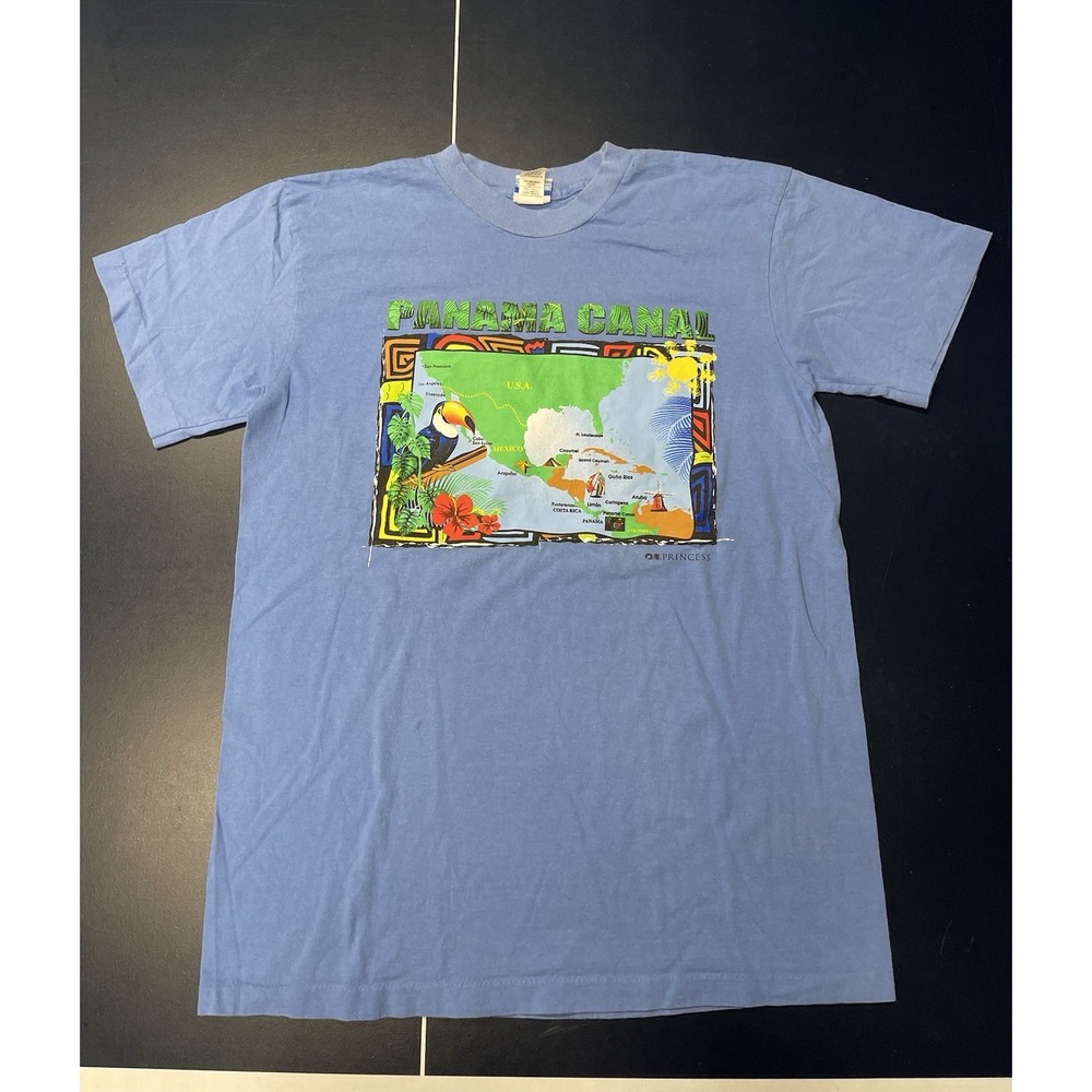 Vintage 90s Princess Cruise T Shirt Sz L Panama Canal Single Stitch